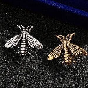 Elegant Bumblebee Brooch Set, Silver & Gold